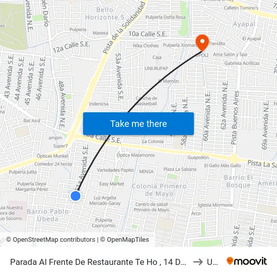 Parada Al Frente De Restaurante Te Ho , 14 De Septiembre to Upoli map