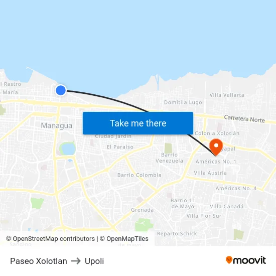 Paseo Xolotlan to Upoli map