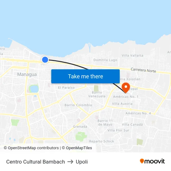 Centro Cultural Bambach to Upoli map