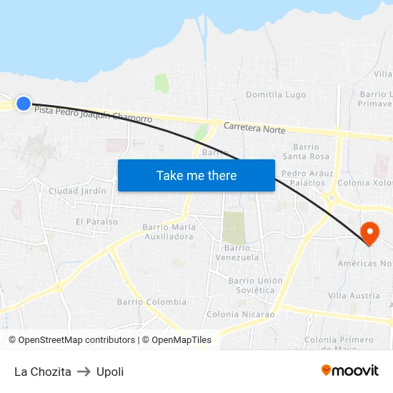 La Chozita to Upoli map