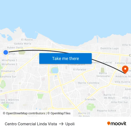 Centro Comercial Linda Vista to Upoli map