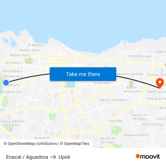Enacal / Aguadora to Upoli map