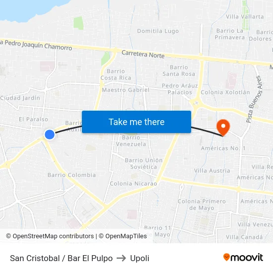 San Cristobal / Bar El Pulpo to Upoli map