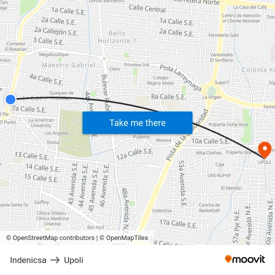 Indenicsa to Upoli map