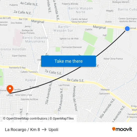 La Rocargo / Km 8 to Upoli map