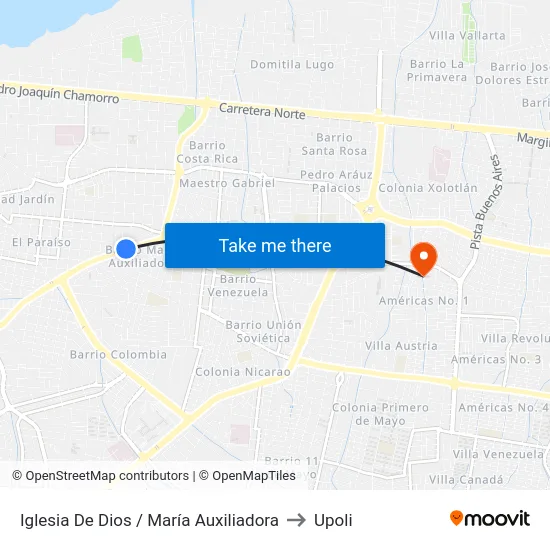 Iglesia De Dios / María Auxiliadora to Upoli map