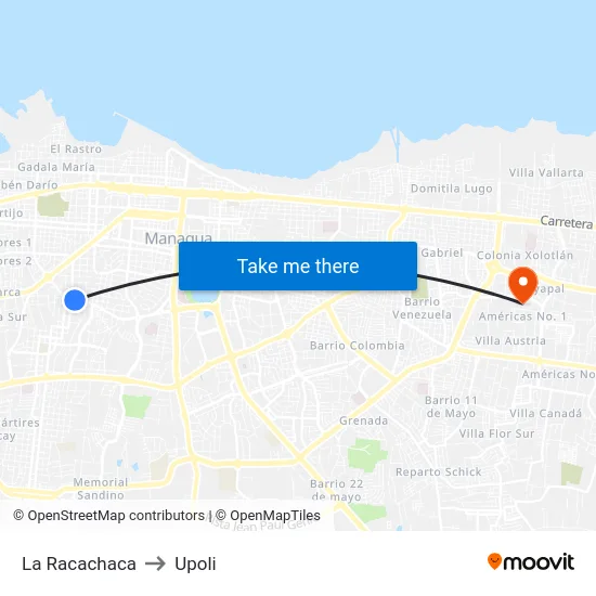 La Racachaca to Upoli map