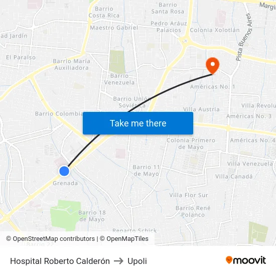 Hospital Roberto Calderón to Upoli map