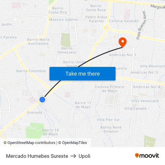 Mercado Humebes Sureste to Upoli map
