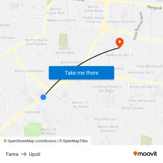 Fama to Upoli map