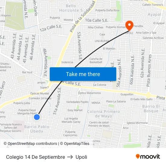 Colegio 14 De Septiembre to Upoli map