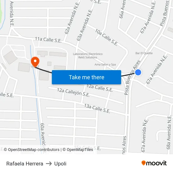 Rafaela Herrera to Upoli map