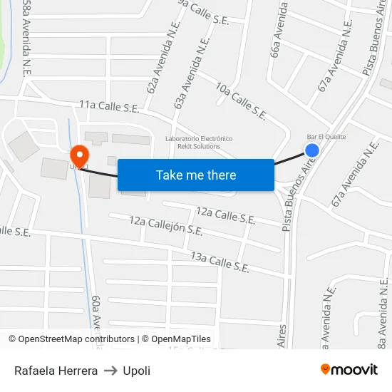 Rafaela Herrera to Upoli map