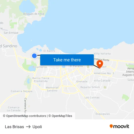 Las Brisas to Upoli map