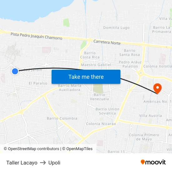 Taller Lacayo to Upoli map
