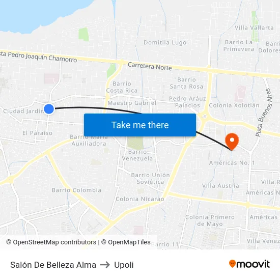 Salón De Belleza Alma to Upoli map