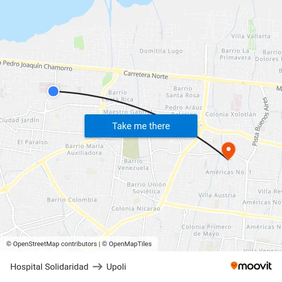 Hospital Solidaridad to Upoli map