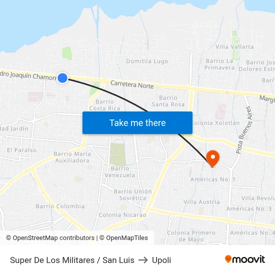 Super De Los Militares / San Luis to Upoli map
