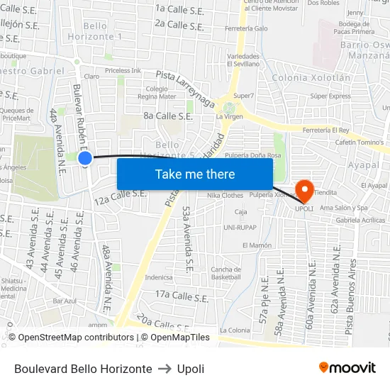 Boulevard Bello Horizonte to Upoli map