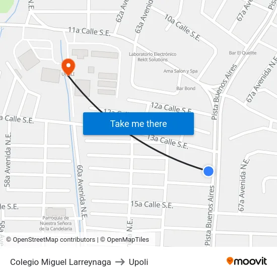 Colegio Miguel Larreynaga to Upoli map