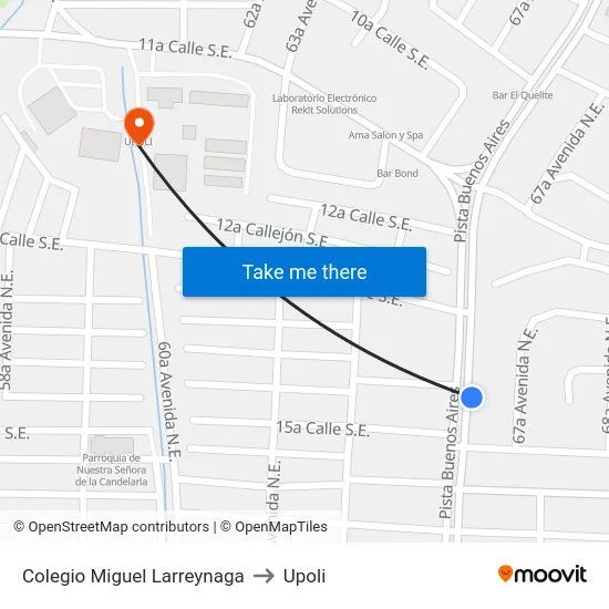 Colegio Miguel Larreynaga to Upoli map