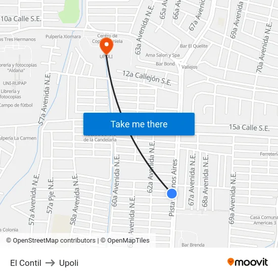 El Contil to Upoli map