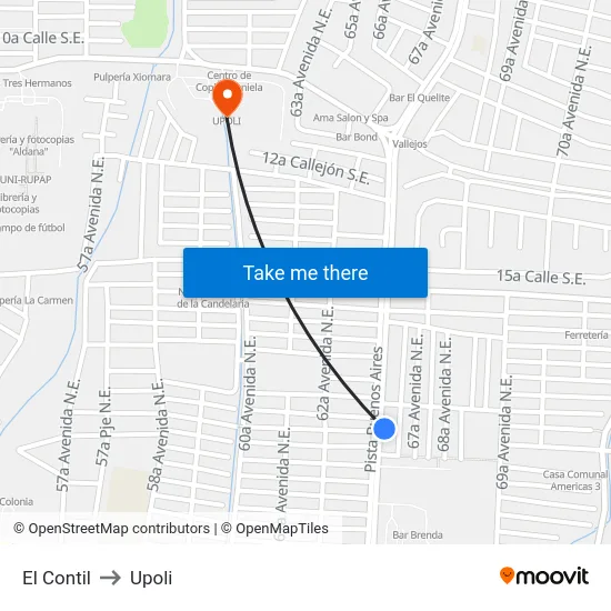 El Contil to Upoli map