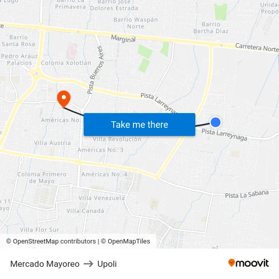 Mercado Mayoreo to Upoli map