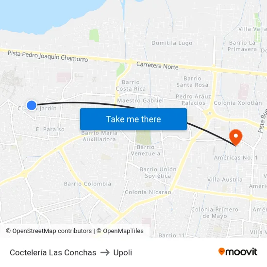 Coctelería Las Conchas to Upoli map