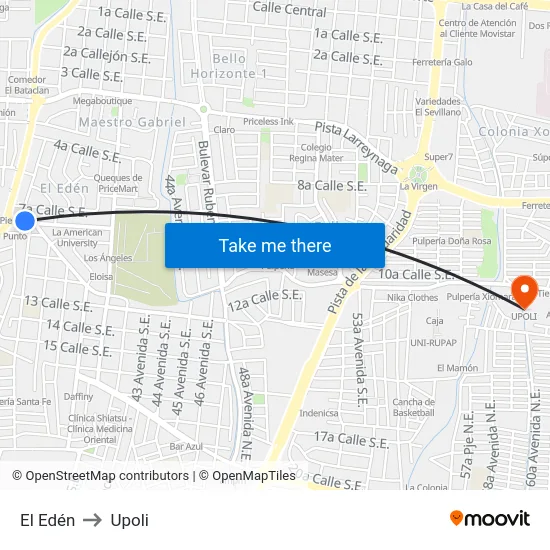 El Edén to Upoli map