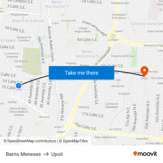 Barrio Meneses to Upoli map