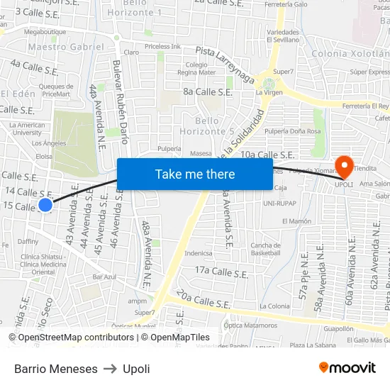 Barrio Meneses to Upoli map
