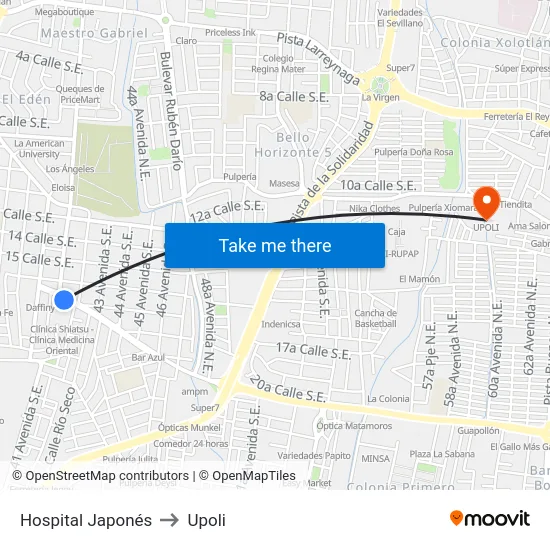 Hospital Japonés to Upoli map