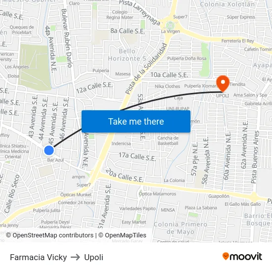 Farmacia Vicky to Upoli map