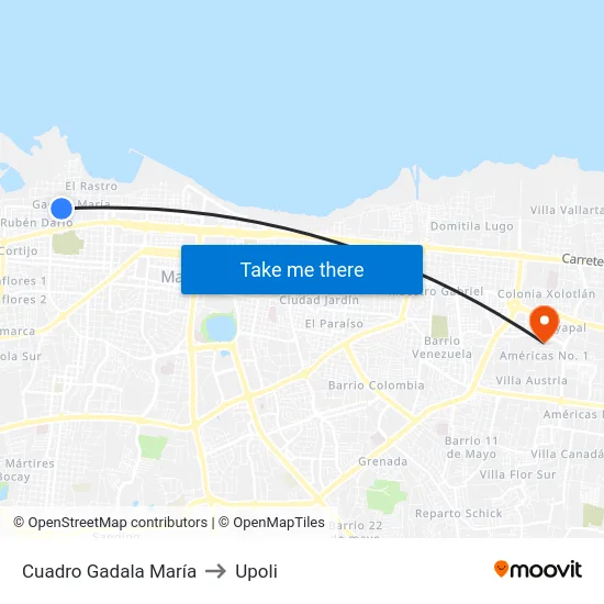 Cuadro Gadala María to Upoli map