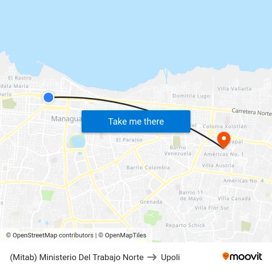 (Mitab) Ministerio Del Trabajo Norte to Upoli map