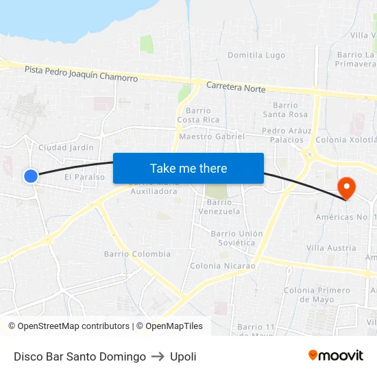 Disco Bar Santo Domingo to Upoli map