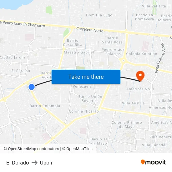 El Dorado to Upoli map