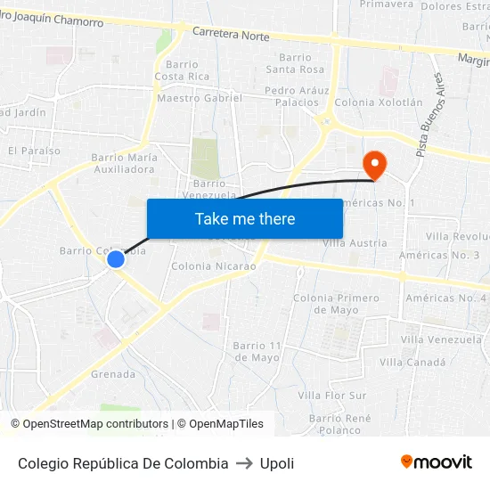 Colegio República De Colombia to Upoli map