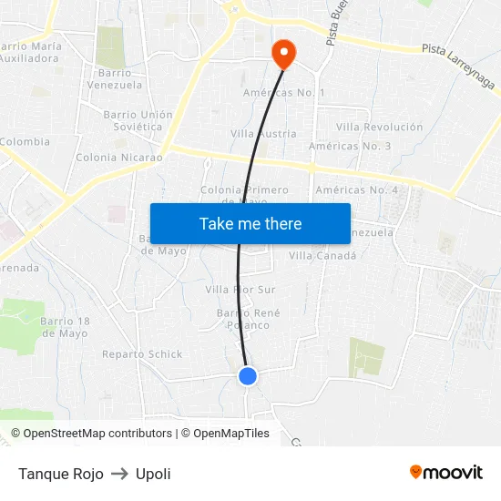 Tanque Rojo to Upoli map