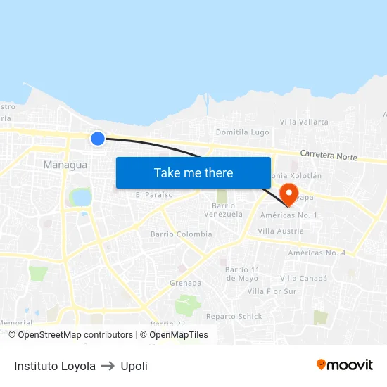 Instituto Loyola to Upoli map