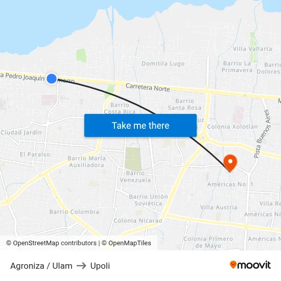 Agroniza / Ulam to Upoli map