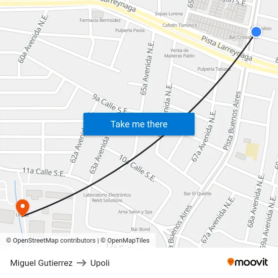 Miguel Gutierrez to Upoli map