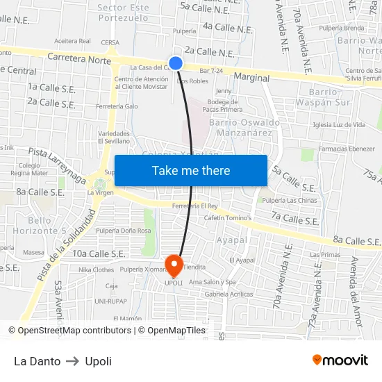 La Danto to Upoli map