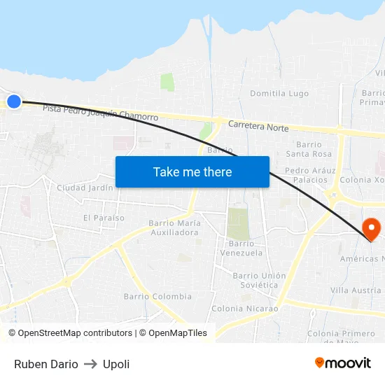 Ruben Dario to Upoli map