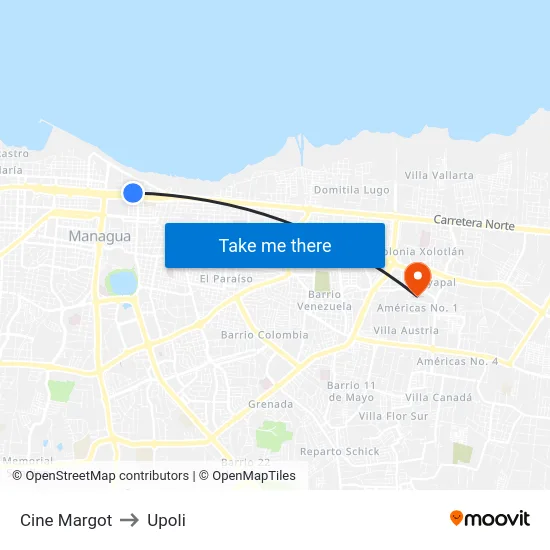 Cine Margot to Upoli map