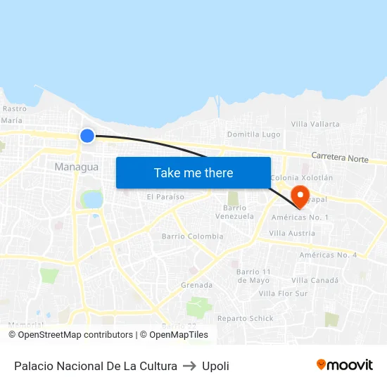 Palacio Nacional De La Cultura to Upoli map