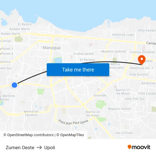 Zumen Oeste to Upoli map