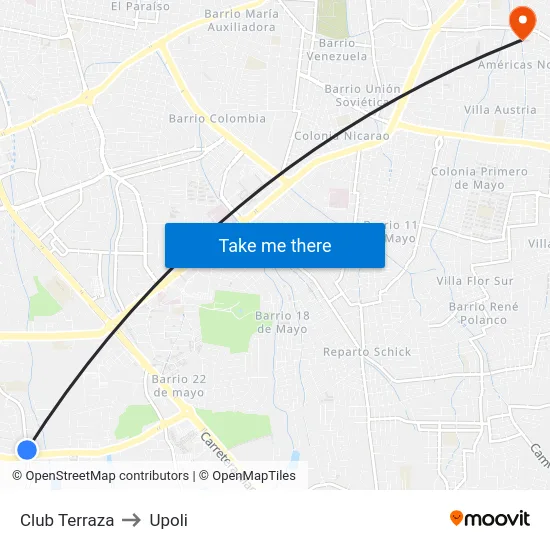 Club Terraza to Upoli map