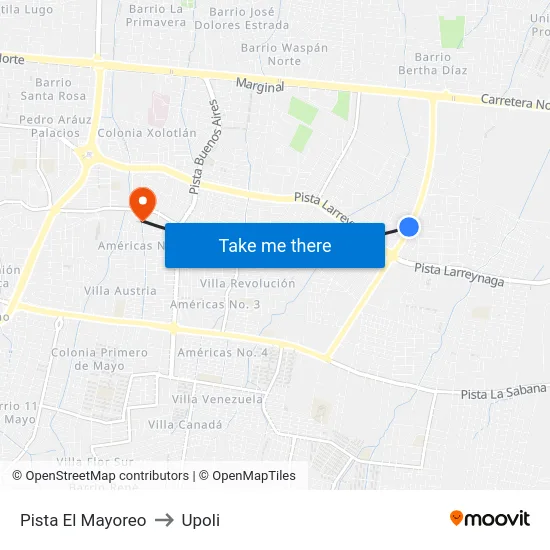 Pista El Mayoreo to Upoli map